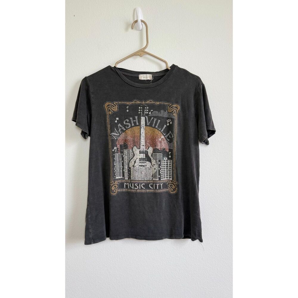 Alter'd State Nashville Music City Graphic Tee Women's M Charcoal Guitar